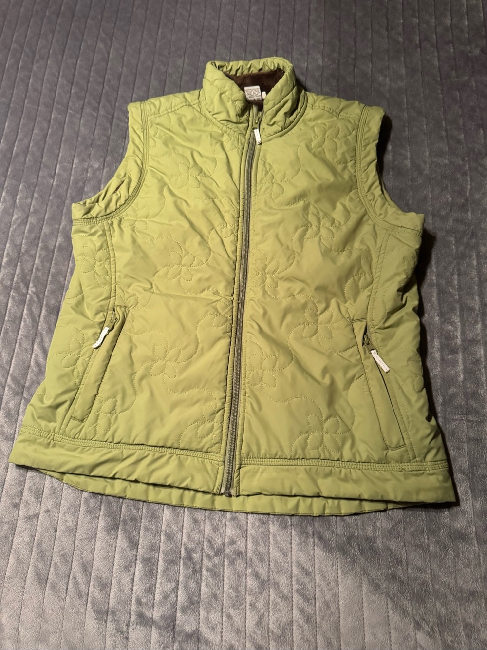 White Sierra Quilted Zip Vest in Sage Green